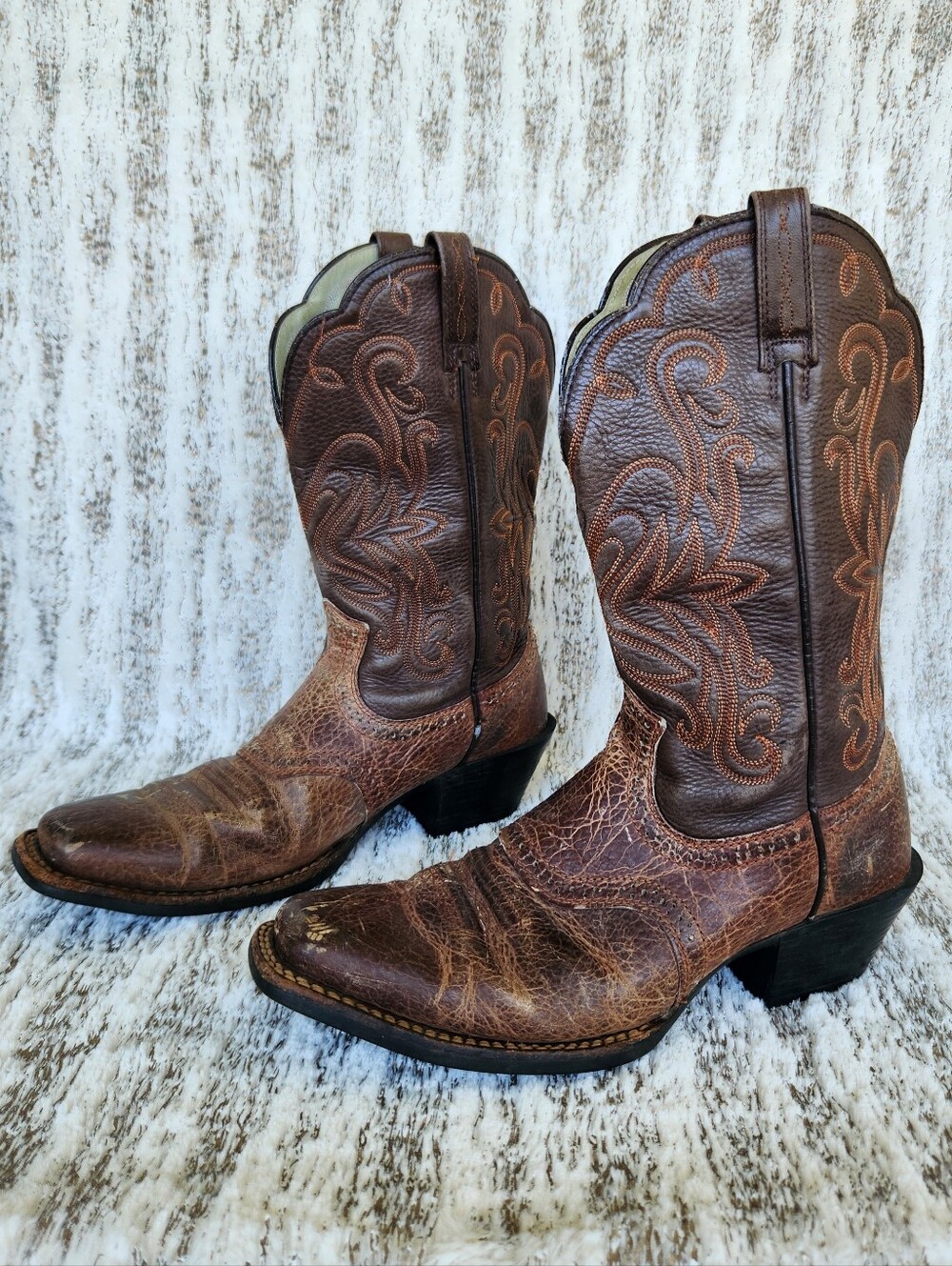 Ariat Square Toe Brown Leather Cowboy Western Boots | Women's Size 8B